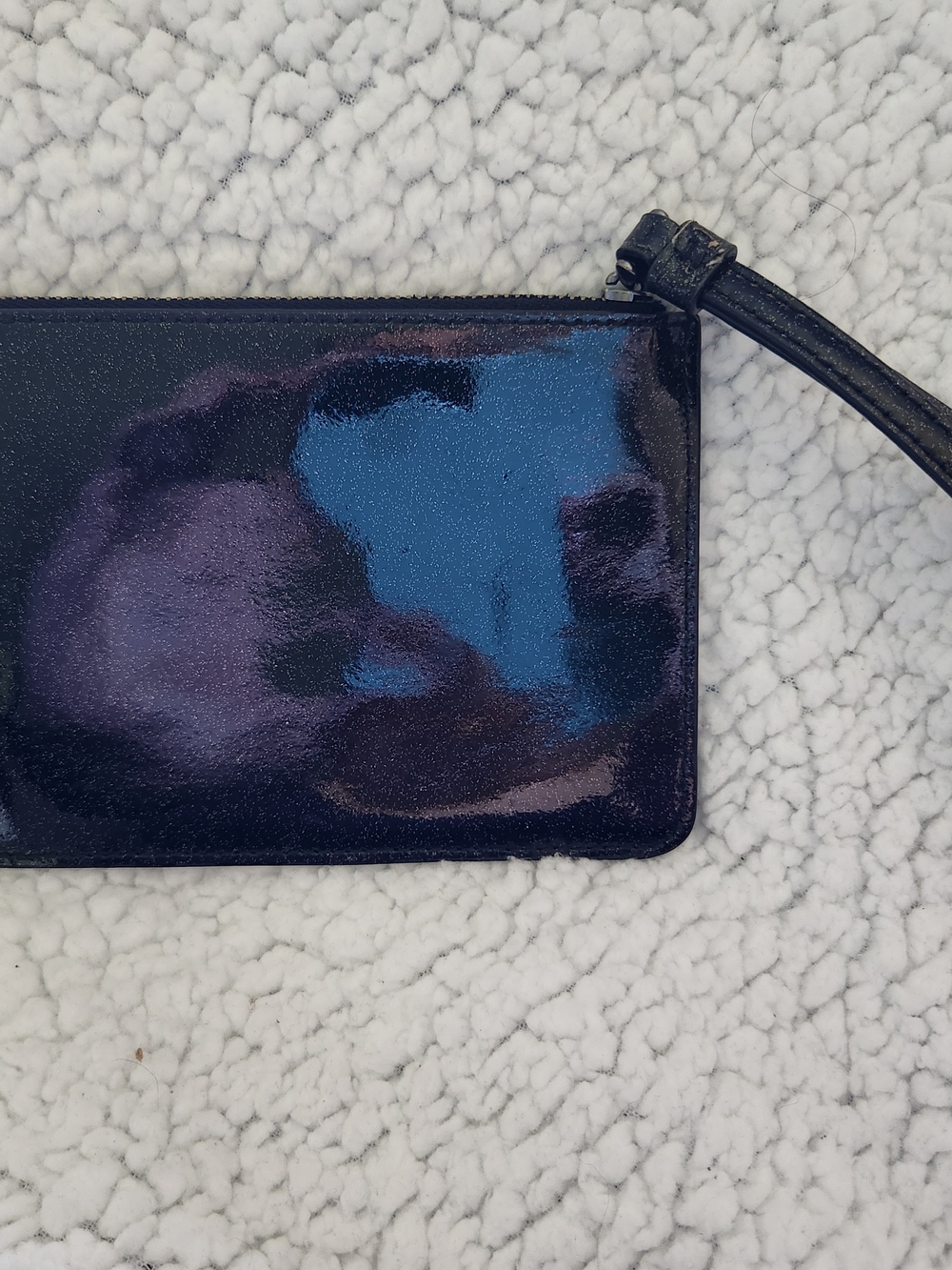 Coach Iridescent Patent Leather Wristlet - Blue - Picture 4 of 8